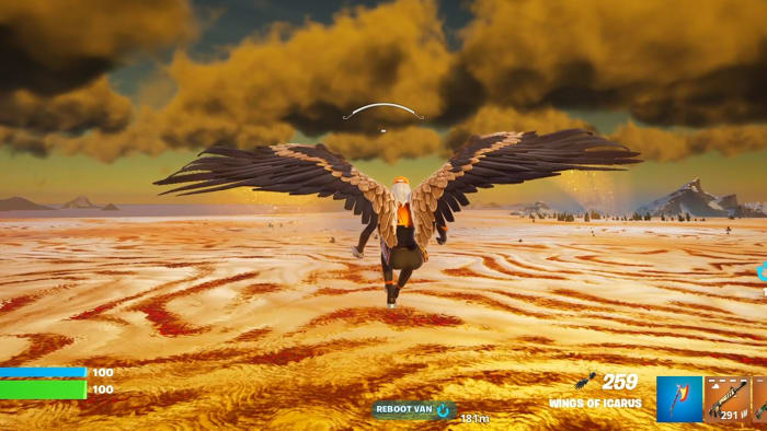 Flying over lava in Fortnite